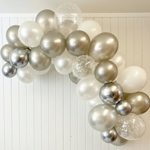 Organic Balloon Garland - White & Silver The Ultimate Balloon And Party Shop Cheltenham & Gloucester Balloons & Fancy Dress 