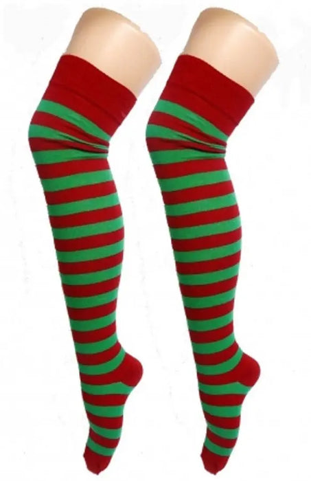 Over The Knee Socks - Red & Green The Ultimate Balloon And Party Shop Cheltenham & Gloucester Balloons & Fancy Dress 