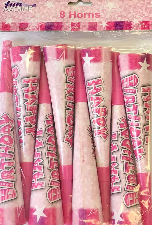 Party Horns (8pk) - Pink The Ultimate Balloon And Party Shop Cheltenham & Gloucester Balloons & Fancy Dress 