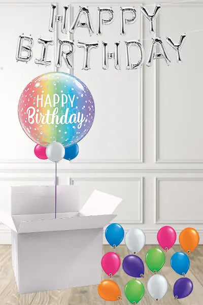 Pastel Rainbow Bubble in a Box delivered Nationwide The Ultimate Balloon And Party Shop Cheltenham & Gloucester Balloons & Fancy Dress 