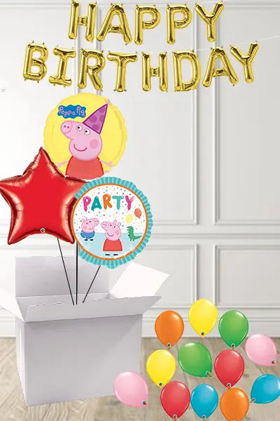 Peppa Pig Trio of Balloons in a Box delivered Nationwide The Ultimate Balloon And Party Shop Cheltenham & Gloucester Balloons & Fancy Dress 
