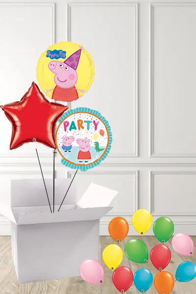 Peppa Pig Trio of Balloons in a Box delivered Nationwide The Ultimate Balloon And Party Shop Cheltenham & Gloucester Balloons & Fancy Dress 
