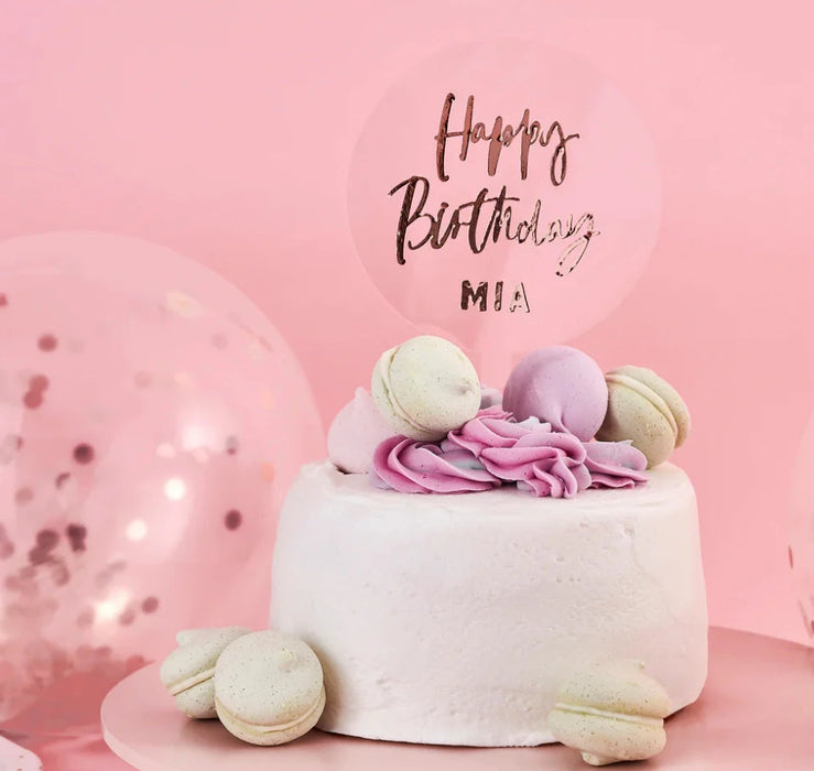 Personalised Acrylic Cake Topper - Rose Gold The Ultimate Balloon And Party Shop Cheltenham & Gloucester Balloons & Fancy Dress 