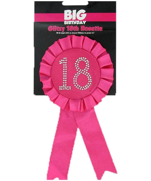 Pink & Silver Rosette - Age 18 The Ultimate Balloon And Party Shop Cheltenham & Gloucester Balloons & Fancy Dress 
