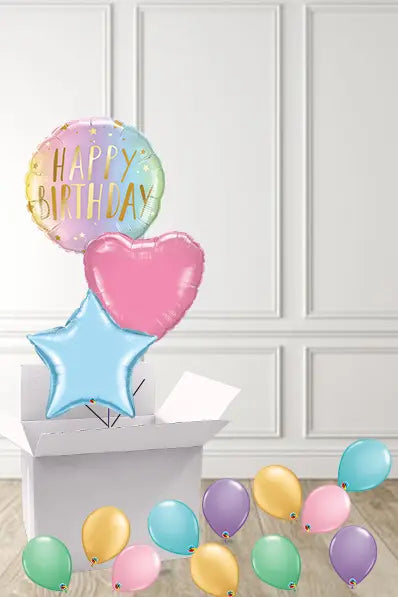 Pretty Pastels Birthday foils in a Box delivered Nationwide The Ultimate Balloon And Party Shop Cheltenham & Gloucester Balloons & Fancy Dress 