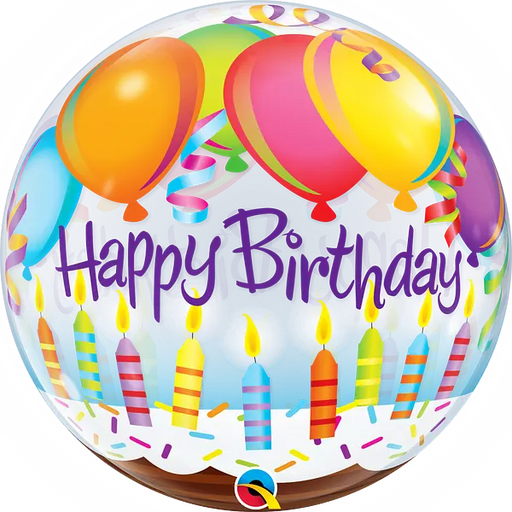 Qualatex Happy Birthday Bubble Balloon -  Birthday Candles The Ultimate Balloon And Party Shop Cheltenham & Gloucester Balloons & Fancy Dress 