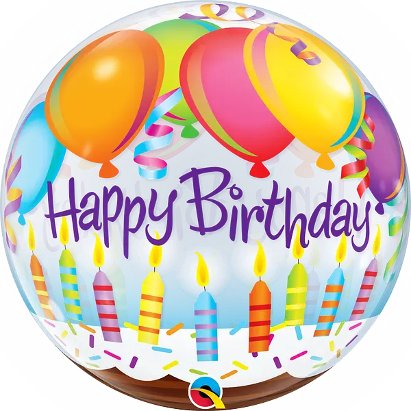 Qualatex Happy Birthday Bubble Balloon -  Birthday Candles The Ultimate Balloon And Party Shop Cheltenham & Gloucester Balloons & Fancy Dress 