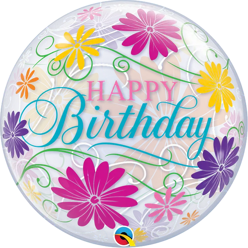Qualatex Happy Birthday Bubble Balloon -  Floral The Ultimate Balloon And Party Shop Cheltenham & Gloucester Balloons & Fancy Dress 