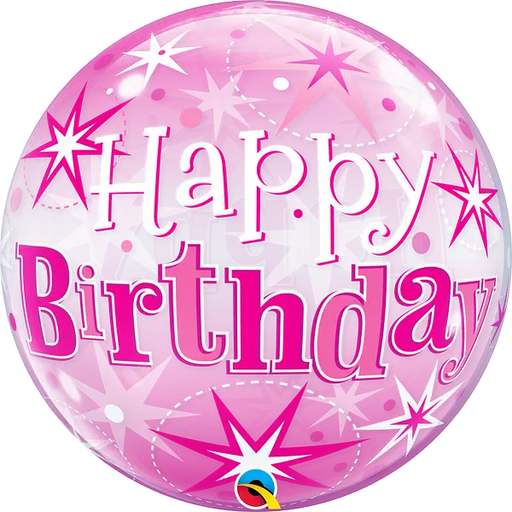 Qualatex Happy Birthday Bubble Balloon -  Pink The Ultimate Balloon And Party Shop Cheltenham & Gloucester Balloons & Fancy Dress 