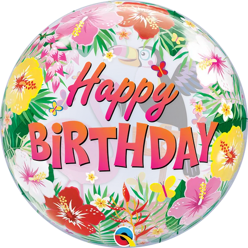 Qualatex Happy Birthday Bubble Balloon -  Tropical Party The Ultimate Balloon And Party Shop Cheltenham & Gloucester Balloons & Fancy Dress 