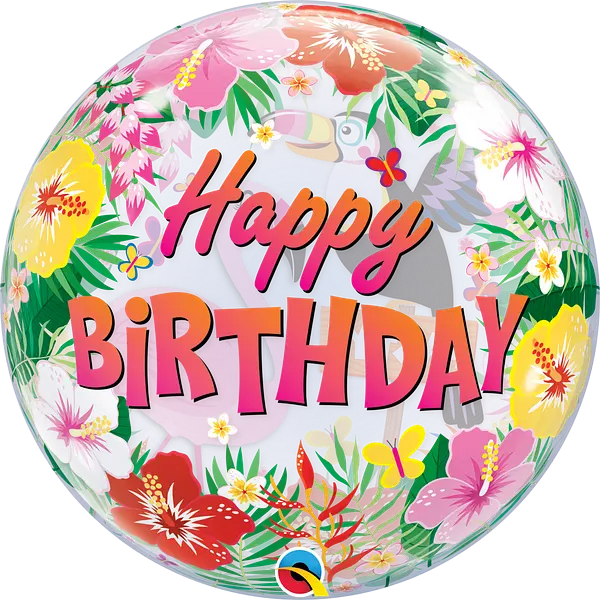 Qualatex Happy Birthday Bubble Balloon -  Tropical Party The Ultimate Balloon And Party Shop Cheltenham & Gloucester Balloons & Fancy Dress 
