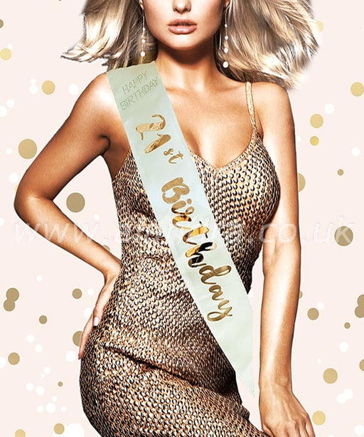 Birthday Sash - Age 21 - Rose Gold - The Ultimate Balloon & Party Shop