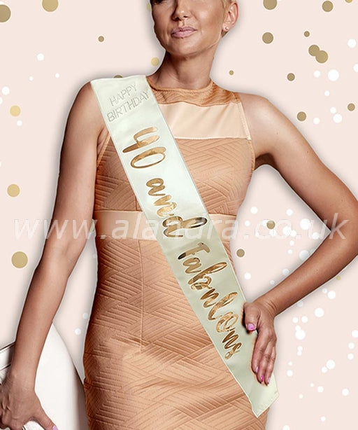 Birthday Sash - Age 40 - Rose Gold - The Ultimate Balloon & Party Shop