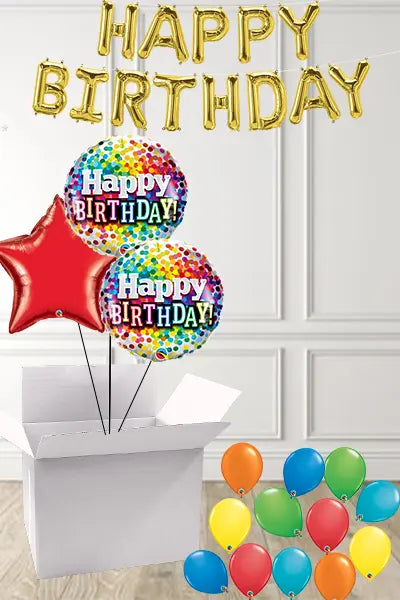 Rainbow Bright Balloon Bouquet in a Box delivered Nationwide The Ultimate Balloon And Party Shop Cheltenham & Gloucester Balloons & Fancy Dress 