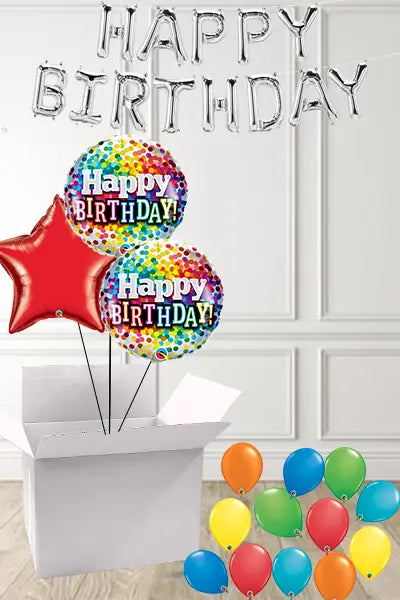 Rainbow Bright Balloon Bouquet in a Box delivered Nationwide The Ultimate Balloon And Party Shop Cheltenham & Gloucester Balloons & Fancy Dress 