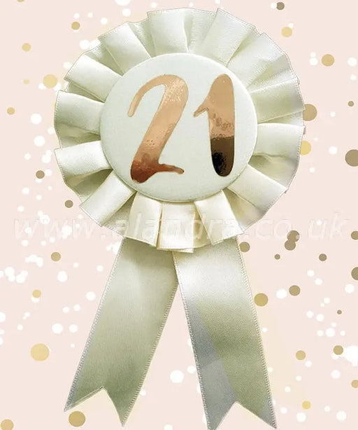 Rose Gold Rosette - Age 21 The Ultimate Balloon And Party Shop Cheltenham & Gloucester Balloons & Fancy Dress 
