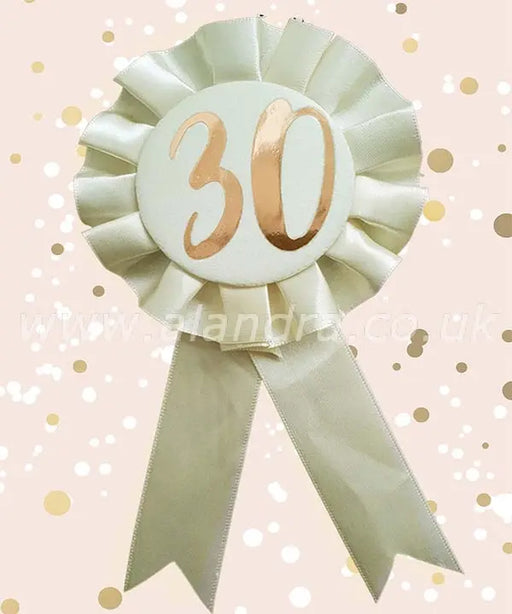 Rose Gold Rosette - Age 30 The Ultimate Balloon And Party Shop Cheltenham & Gloucester Balloons & Fancy Dress 