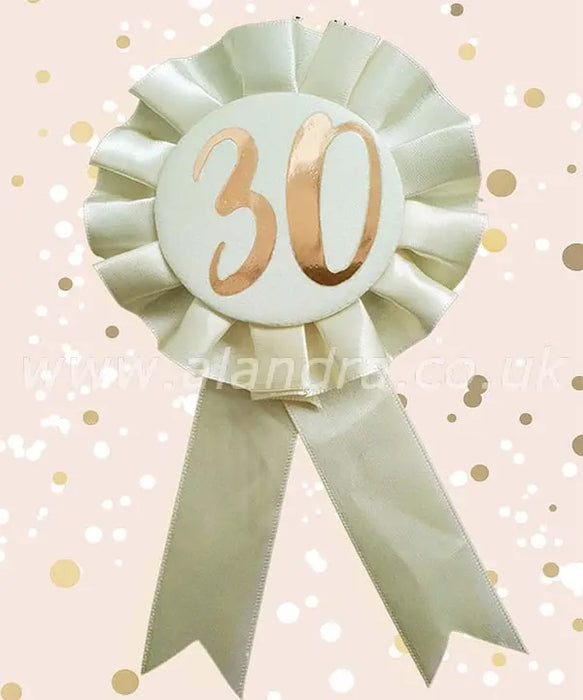 Rose Gold Rosette - Age 30 The Ultimate Balloon And Party Shop Cheltenham & Gloucester Balloons & Fancy Dress 