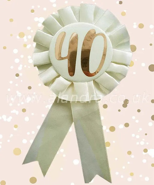 Rose Gold Rosette - Age 40 The Ultimate Balloon And Party Shop Cheltenham & Gloucester Balloons & Fancy Dress 