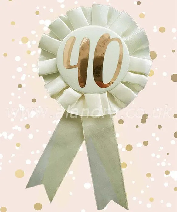 Rose Gold Rosette - Age 40 The Ultimate Balloon And Party Shop Cheltenham & Gloucester Balloons & Fancy Dress 