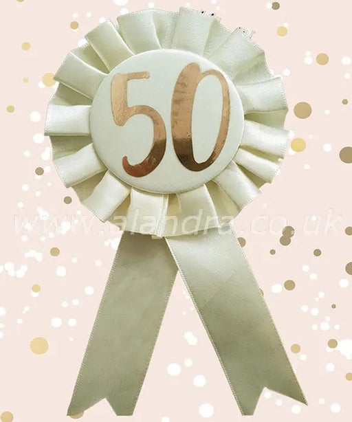 Rose Gold Rosette - Age 50 The Ultimate Balloon And Party Shop Cheltenham & Gloucester Balloons & Fancy Dress 
