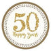 Round 50th Anniversary Plates - White & Gold The Ultimate Balloon And Party Shop Cheltenham & Gloucester Balloons & Fancy Dress 