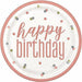Round Happy Birthday Plates - Rose Gold Dots The Ultimate Balloon And Party Shop Cheltenham & Gloucester Balloons & Fancy Dress 