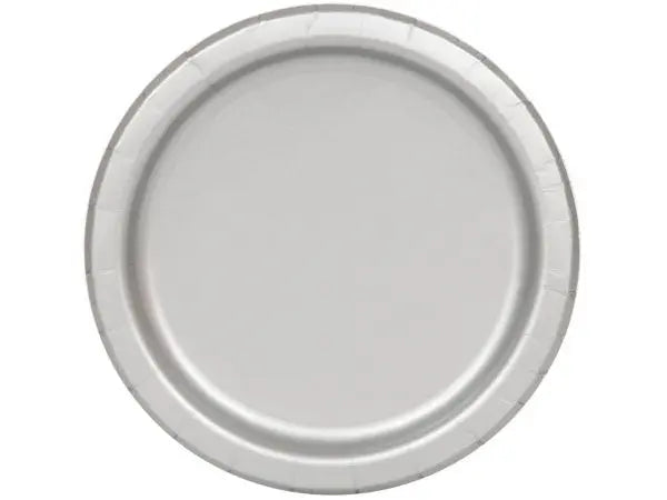 Round Paper Plates - Silver The Ultimate Balloon And Party Shop Cheltenham & Gloucester Balloons & Fancy Dress 