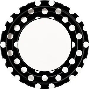 Round Spotty Plates - Black The Ultimate Balloon And Party Shop Cheltenham & Gloucester Balloons & Fancy Dress 