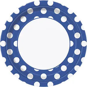 Round Spotty Plates - Blue The Ultimate Balloon And Party Shop Cheltenham & Gloucester Balloons & Fancy Dress 