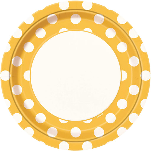 Round Spotty Plates - Yellow The Ultimate Balloon And Party Shop Cheltenham & Gloucester Balloons & Fancy Dress 