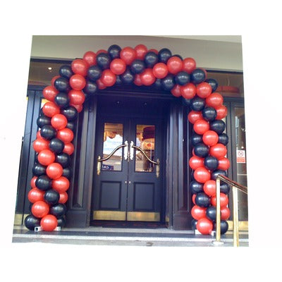 Black & Gold Spiral Arch with Letter Balloons - The Ultimate Balloon & Party Shop