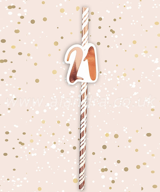 Birthday Paper Straws - Age 21 - The Ultimate Balloon & Party Shop