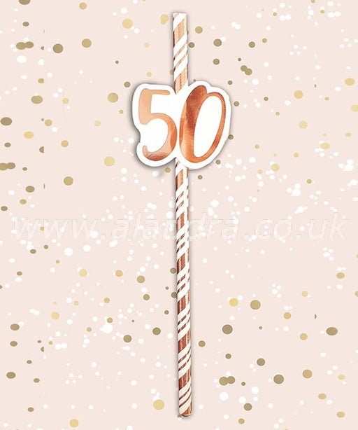 Birthday Paper Straws - Age 50 - The Ultimate Balloon & Party Shop