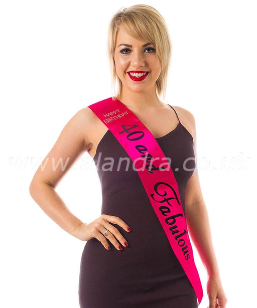 Birthday Sash - Age 40 - Hot Pink - The Ultimate Balloon & Party Shop