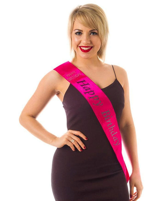 Birthday Sash - Happy Birthday - Hot Pink - The Ultimate Balloon & Party Shop