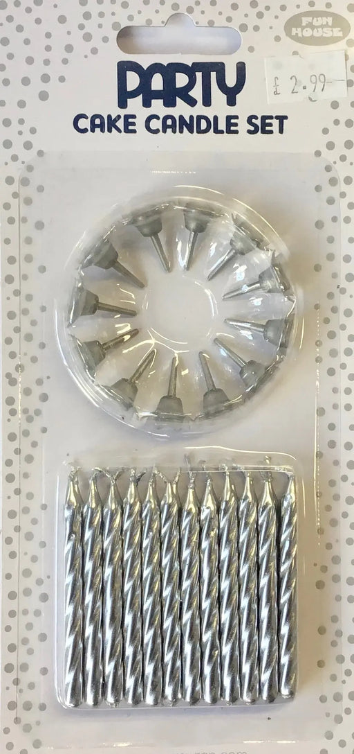 Silver Cake Candles With Holders The Ultimate Balloon And Party Shop Cheltenham & Gloucester Balloons & Fancy Dress 