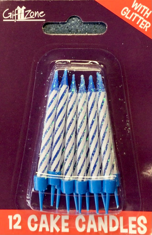 Spiral Candles with plastic holders - Blue The Ultimate Balloon And Party Shop Cheltenham & Gloucester Balloons & Fancy Dress 