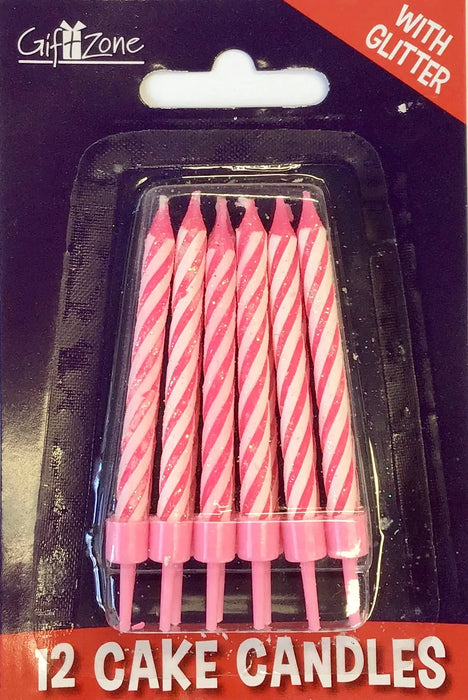 Spiral Candles with plastic holders - pink The Ultimate Balloon And Party Shop Cheltenham & Gloucester Balloons & Fancy Dress 