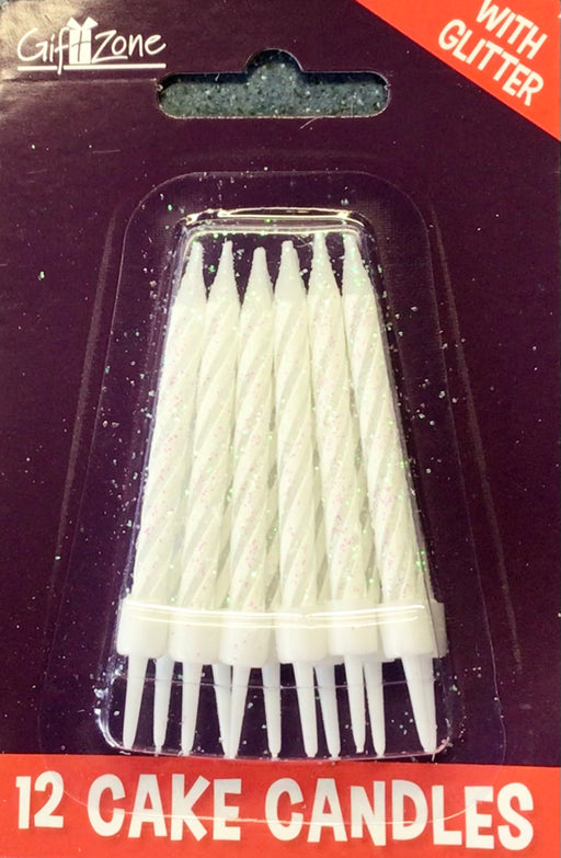 Spiral Candles with plastic holders - white (12pk) The Ultimate Balloon And Party Shop Cheltenham & Gloucester Balloons & Fancy Dress 
