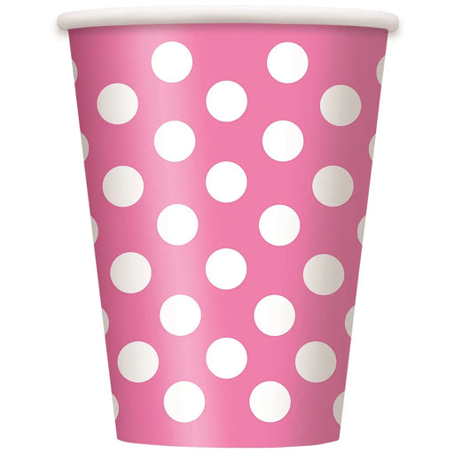 Spotty Paper Cups - Pink The Ultimate Balloon And Party Shop Cheltenham & Gloucester Balloons & Fancy Dress 