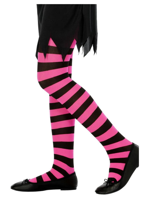 Striped Kids Tights - Black & Pink The Ultimate Balloon And Party Shop Cheltenham & Gloucester Balloons & Fancy Dress 