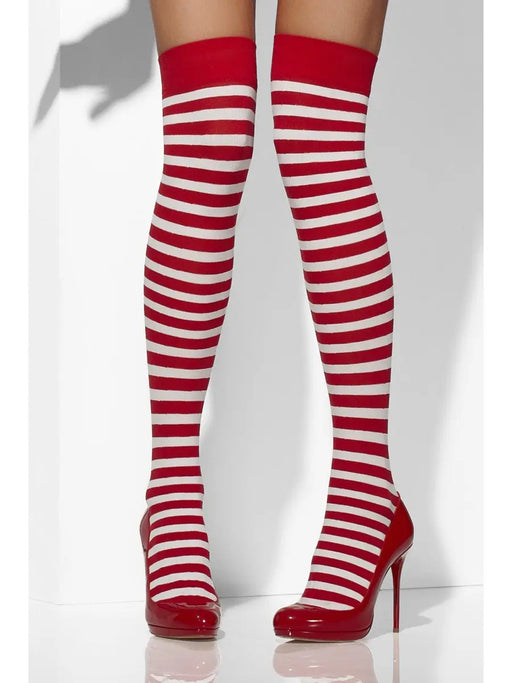 Striped Opaque Hold-Ups - Red/White The Ultimate Balloon And Party Shop Cheltenham & Gloucester Balloons & Fancy Dress 
