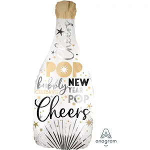 Supershape Foil Happy New Year Champagne Balloon The Ultimate Balloon And Party Shop Cheltenham & Gloucester Balloons & Fancy Dress 