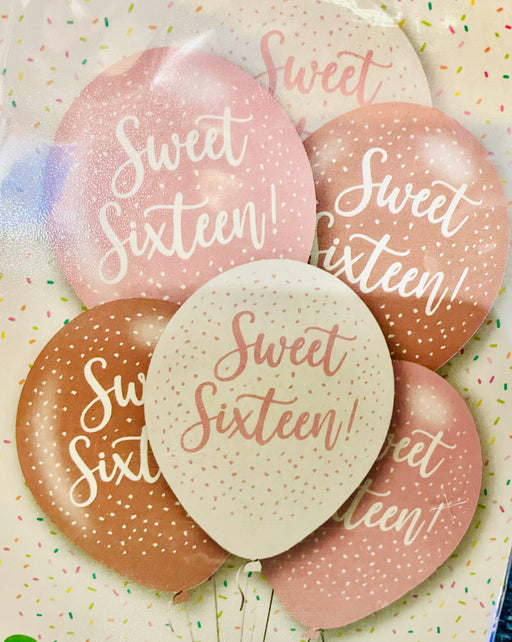 Sweet 16 Rose Gold/pink Birthday Balloons 6 Pack The Ultimate Balloon And Party Shop Cheltenham & Gloucester Balloons & Fancy Dress 