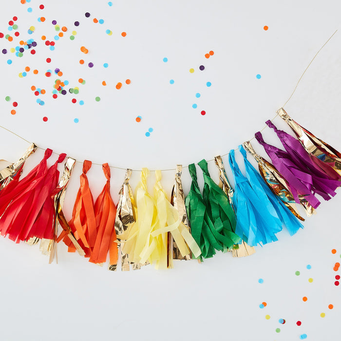 Tassel Garland - Rainbow & Gold The Ultimate Balloon And Party Shop Cheltenham & Gloucester Balloons & Fancy Dress 