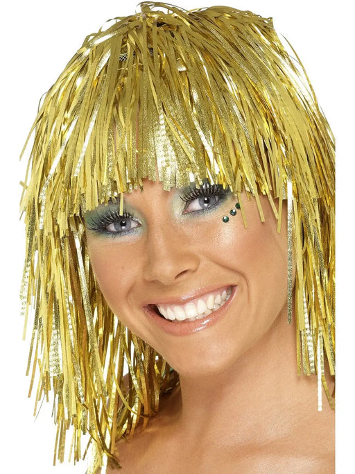 Tinsel Gold Wig The Ultimate Balloon And Party Shop Cheltenham & Gloucester Balloons & Fancy Dress 