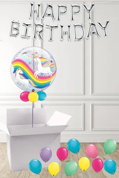 Unicorn Birthday Bubble in a Box delivered Nationwide The Ultimate Balloon And Party Shop Cheltenham & Gloucester Balloons & Fancy Dress 