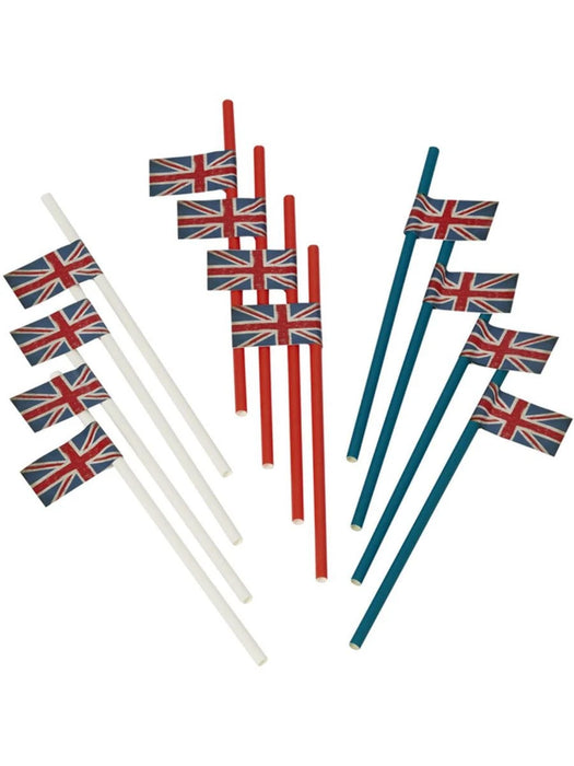 Union Jack Paper Straws (12pk) The Ultimate Balloon And Party Shop Cheltenham & Gloucester Balloons & Fancy Dress 