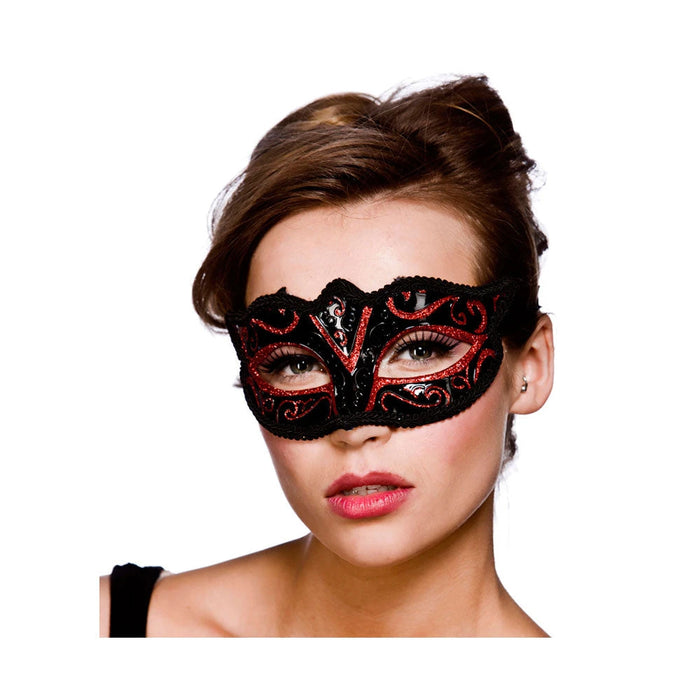 Verona Eyemask - Black & Red The Ultimate Balloon And Party Shop Cheltenham & Gloucester Balloons & Fancy Dress 